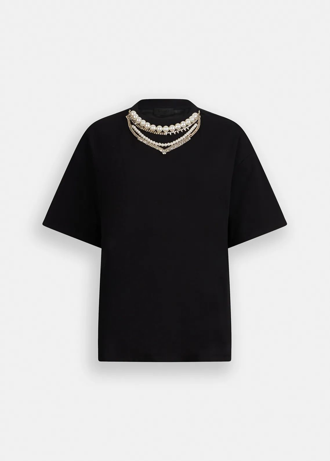 Liu Jo Camiseta con perlas y strass-Mujer Camisetas Y Tops