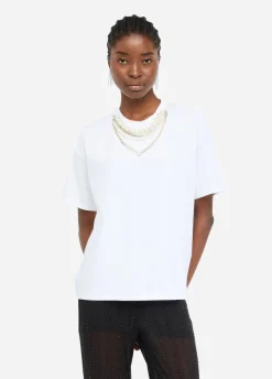 Liu Jo Camiseta con perlas y strass-Mujer Camisetas Y Tops