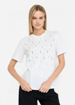 Liu Jo Camiseta con perlas y strass-Mujer Camisetas Y Tops