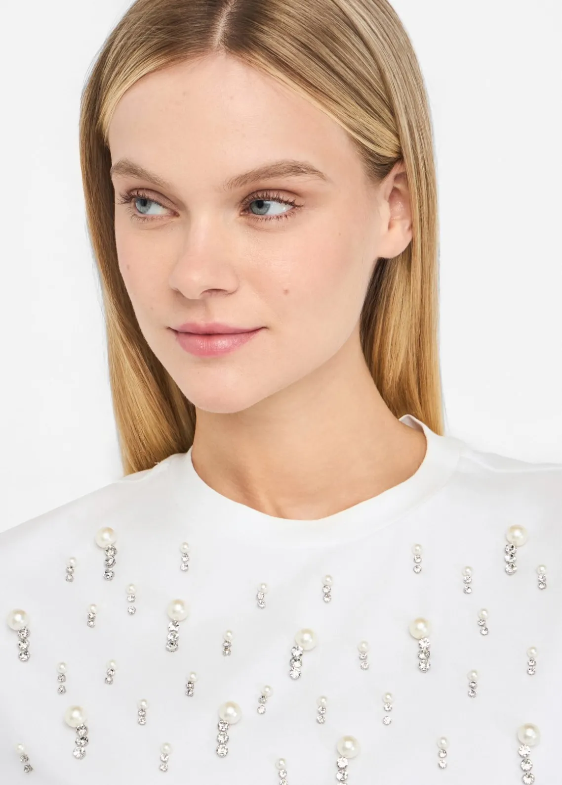 Liu Jo Camiseta con perlas y strass-Mujer Camisetas Y Tops