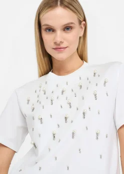 Liu Jo Camiseta con perlas y strass-Mujer Camisetas Y Tops