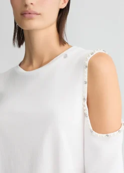 Liu Jo Camiseta con perlas y strass-Mujer Camisetas Y Tops