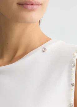 Liu Jo Camiseta con perlas y strass-Mujer Camisetas Y Tops
