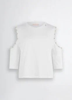 Liu Jo Camiseta con perlas y strass-Mujer Camisetas Y Tops