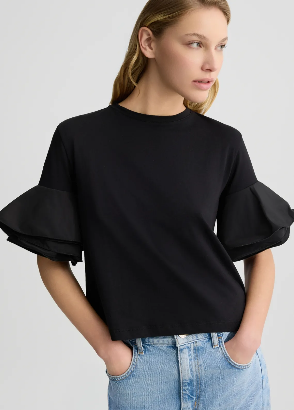 Liu Jo Camiseta con volantes-Mujer Camisetas Y Tops