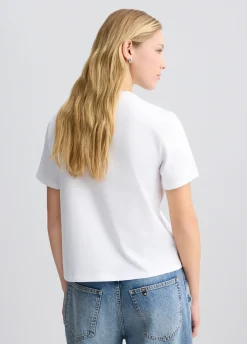 Liu Jo Camiseta de algodón con bordado y strass-Mujer Camisetas Y Tops