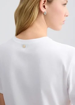 Liu Jo Camiseta de algodón con bordado y strass-Mujer Camisetas Y Tops