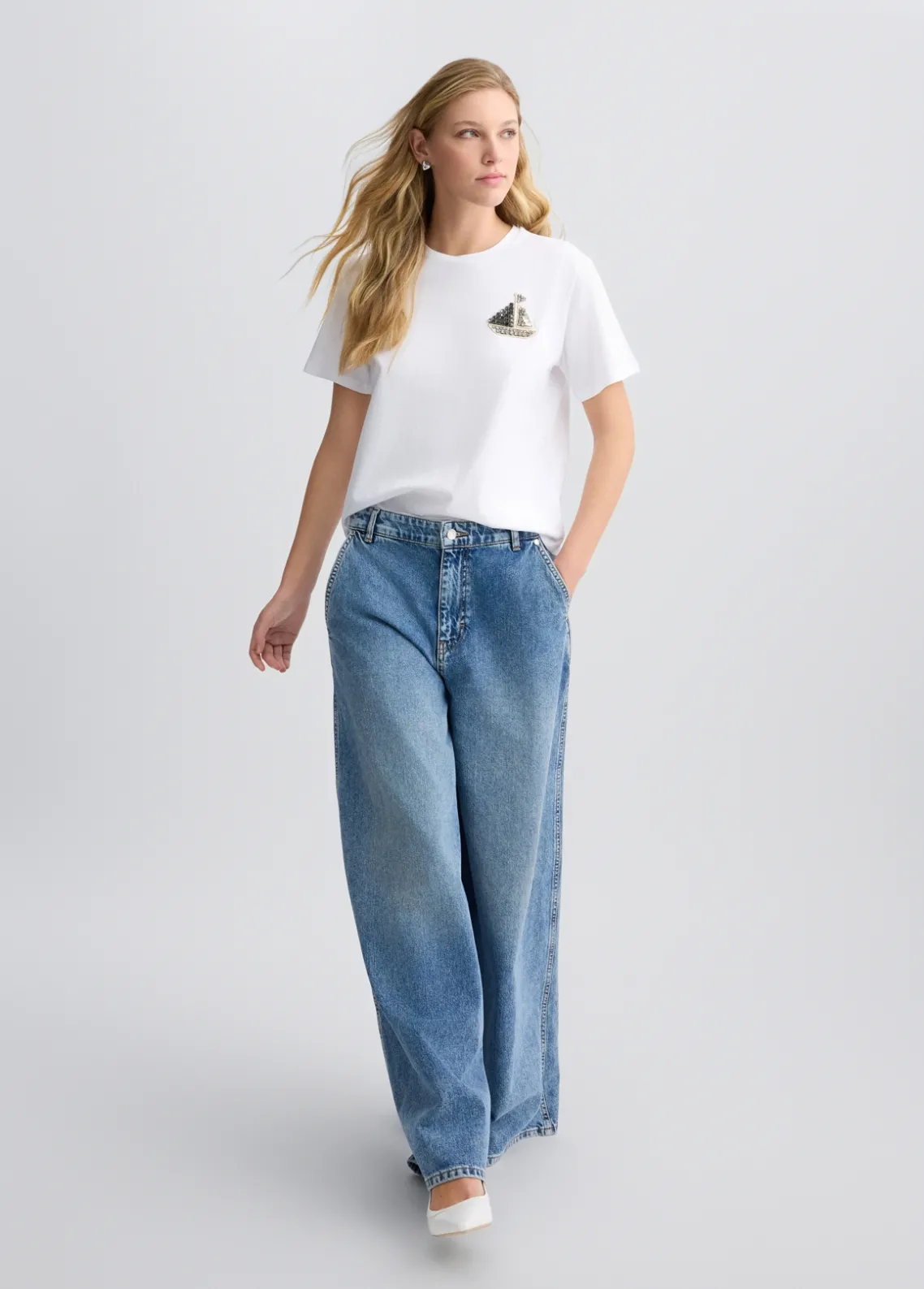 Liu Jo Camiseta de algodón con bordado y strass-Mujer Camisetas Y Tops