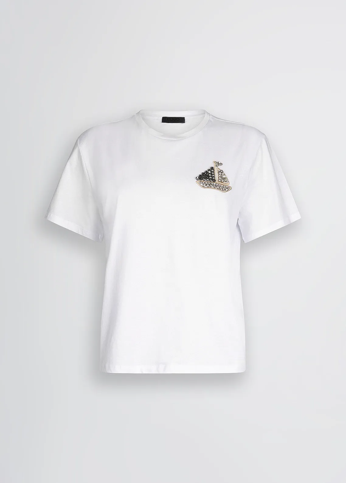 Liu Jo Camiseta de algodón con bordado y strass-Mujer Camisetas Y Tops