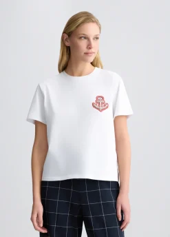 Liu Jo Camiseta de algodón con bordado y strass-Mujer Camisetas Y Tops