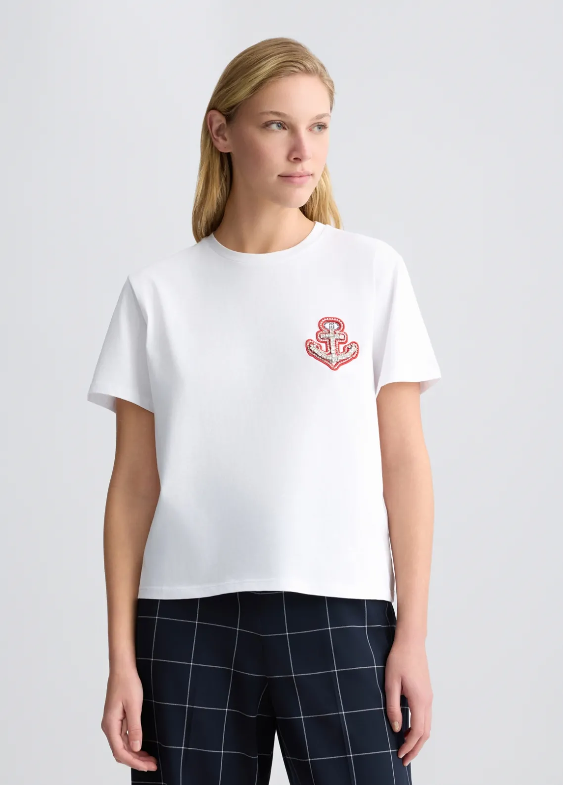 Liu Jo Camiseta de algodón con bordado y strass-Mujer Camisetas Y Tops