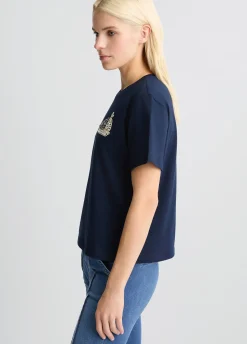 Liu Jo Camiseta de algodón con bordado y strass-Mujer Camisetas Y Tops