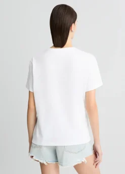 Liu Jo Camiseta de algodón con estampado y aplicaciones de strass-Mujer Camisetas Y Tops