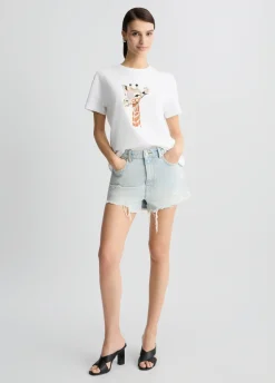 Liu Jo Camiseta de algodón con estampado y aplicaciones de strass-Mujer Camisetas Y Tops