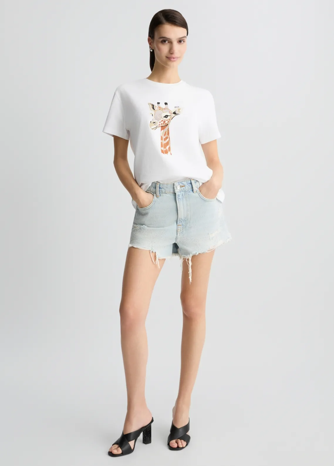 Liu Jo Camiseta de algodón con estampado y aplicaciones de strass-Mujer Camisetas Y Tops