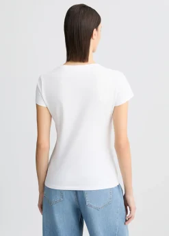 Liu Jo Camiseta de algodón con estampado y aplicaciones de strass-Mujer Camisetas Y Tops
