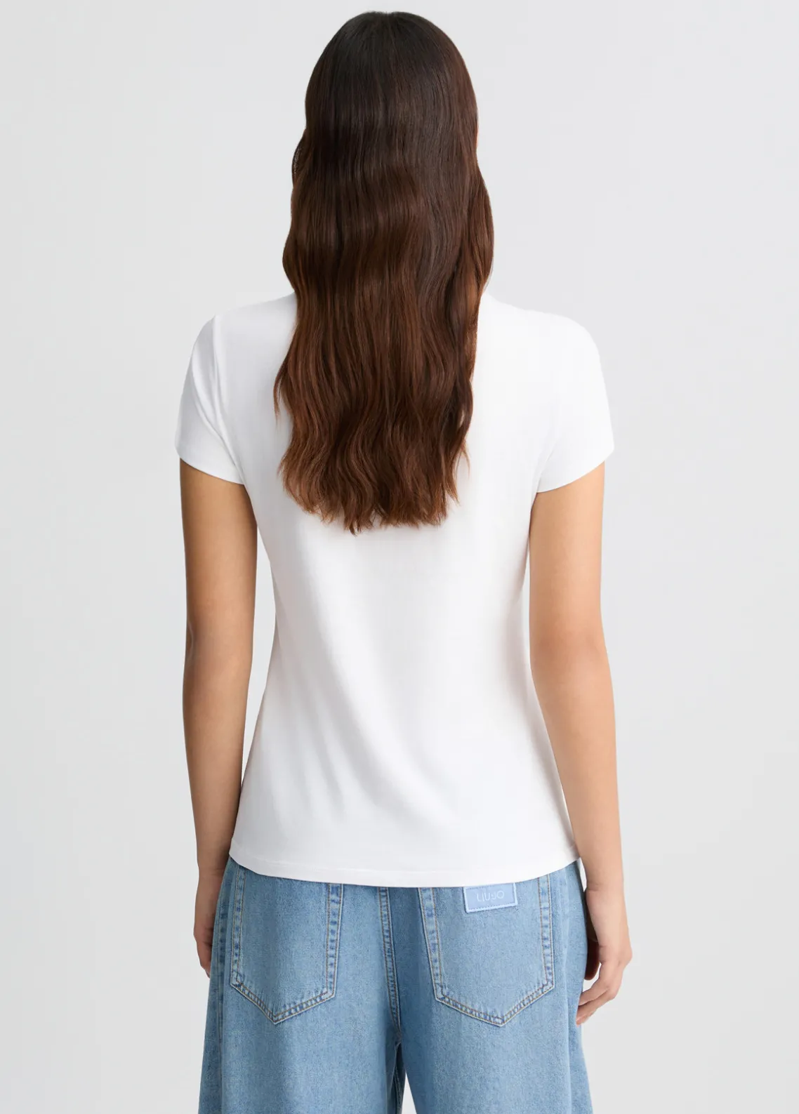 Liu Jo Camiseta de algodón con estampado y aplicaciones de strass-Mujer Camisetas Y Tops