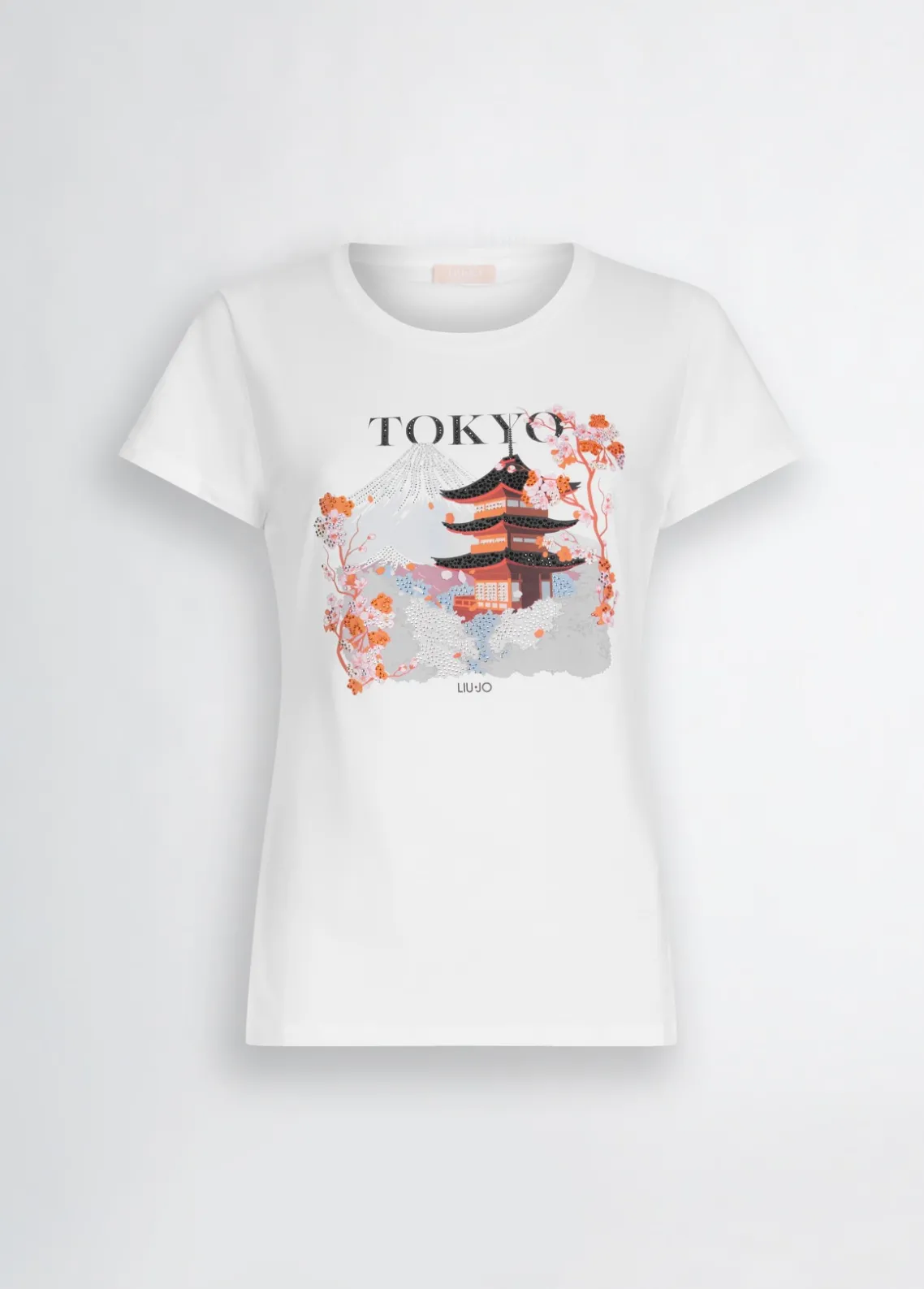 Liu Jo Camiseta de algodón con estampado y aplicaciones de strass-Mujer Camisetas Y Tops
