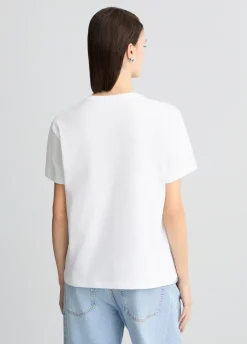 Liu Jo Camiseta de algodón con estampado y aplicaciones de strass-Mujer Camisetas Y Tops