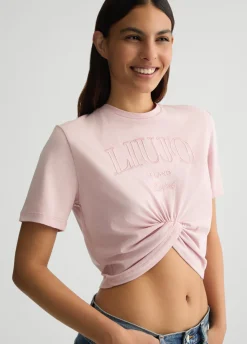 Liu Jo Camiseta de algodón con logotipo-Mujer Camisetas Y Tops