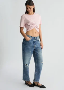Liu Jo Camiseta de algodón con logotipo-Mujer Camisetas Y Tops