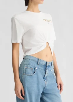 Liu Jo Camiseta de algodón con logotipo-Mujer Camisetas Y Tops