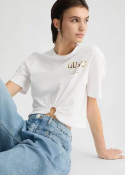 Liu Jo Camiseta de algodón con logotipo-Mujer Camisetas Y Tops