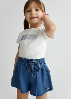 Liu Jo Camiseta de algodón con logotipo y strass- Camisetas