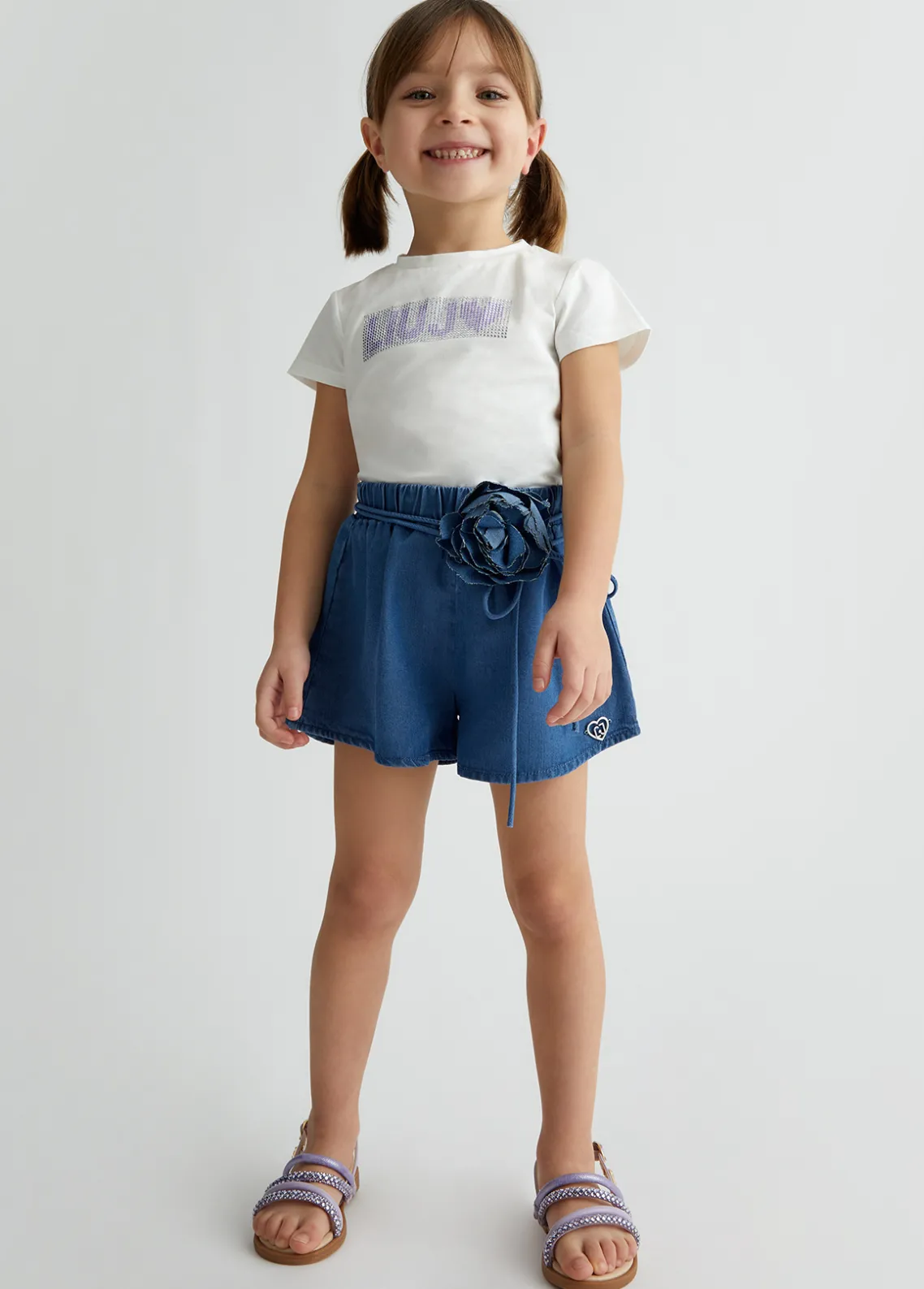 Liu Jo Camiseta de algodón con logotipo y strass- Camisetas