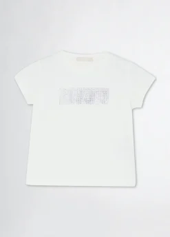 Liu Jo Camiseta de algodón con logotipo y strass- Camisetas