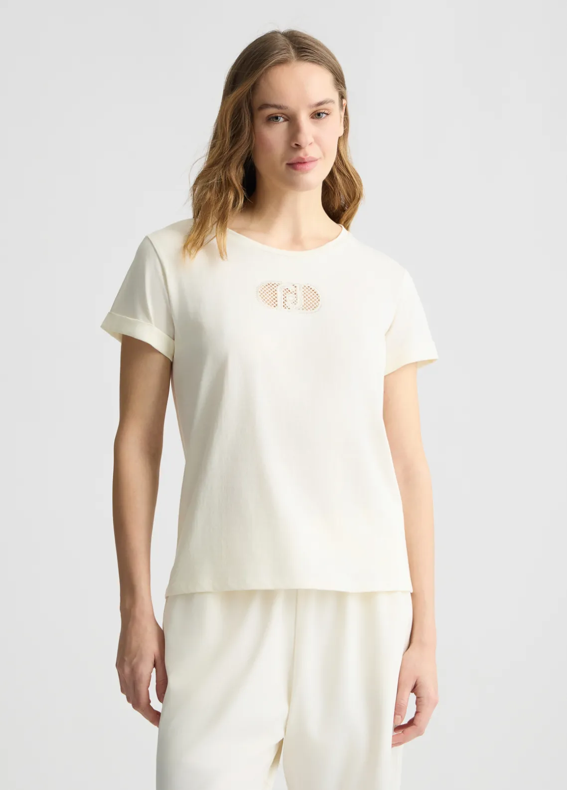 Liu Jo Camiseta de algodón con logotipo y strass-Mujer Ropa Deportiva|Camisetas Y Tops