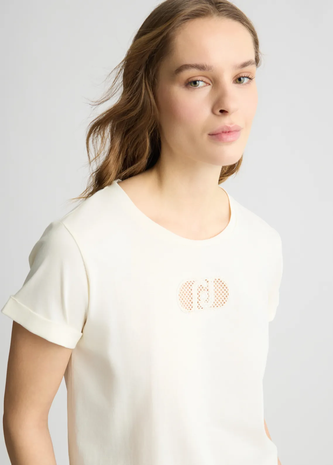 Liu Jo Camiseta de algodón con logotipo y strass-Mujer Ropa Deportiva|Camisetas Y Tops