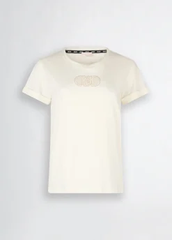 Liu Jo Camiseta de algodón con logotipo y strass-Mujer Ropa Deportiva|Camisetas Y Tops