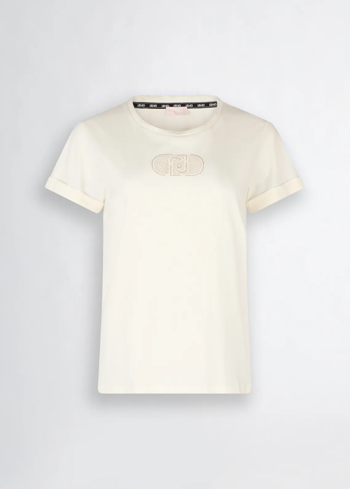 Liu Jo Camiseta de algodón con logotipo y strass-Mujer Ropa Deportiva|Camisetas Y Tops
