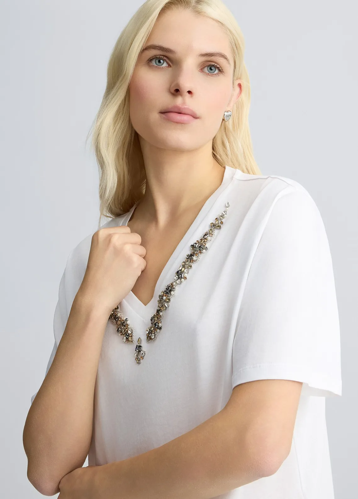 Liu Jo Camiseta de algodón con strass-Mujer Camisetas Y Tops