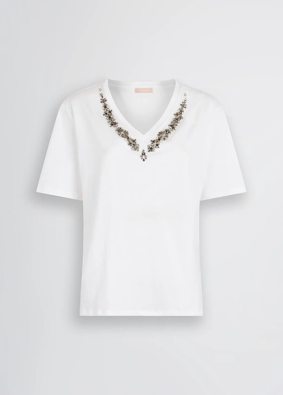 Liu Jo Camiseta de algodón con strass-Mujer Camisetas Y Tops
