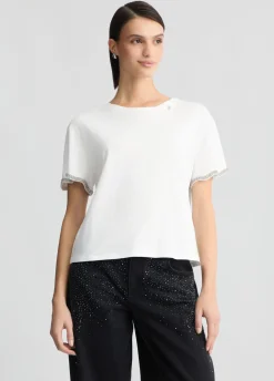 Liu Jo Camiseta de algodón con strass-Mujer Camisetas Y Tops