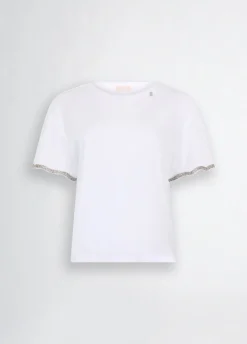 Liu Jo Camiseta de algodón con strass-Mujer Camisetas Y Tops