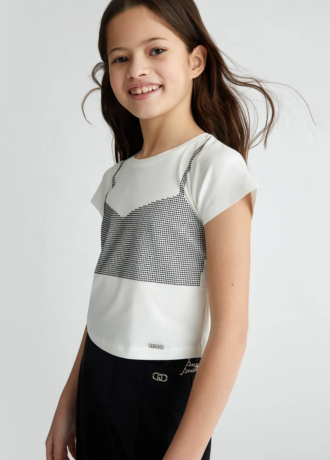 Liu Jo Camiseta de algodón con strass- Camisetas