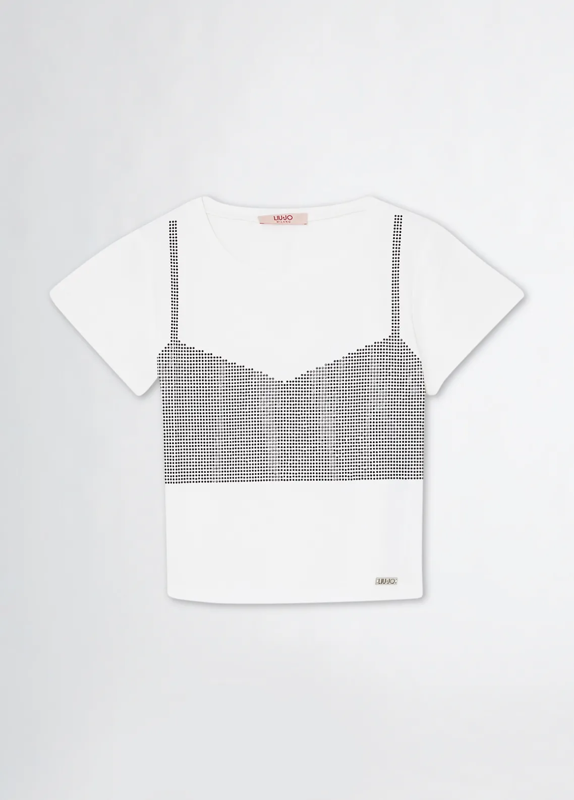 Liu Jo Camiseta de algodón con strass- Camisetas