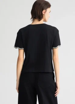 Liu Jo Camiseta de algodón con strass-Mujer Camisetas Y Tops