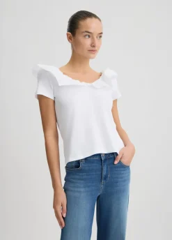 Liu Jo Camiseta de algodón con volantes-Mujer Camisetas Y Tops