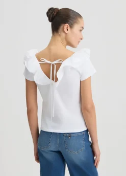 Liu Jo Camiseta de algodón con volantes-Mujer Camisetas Y Tops