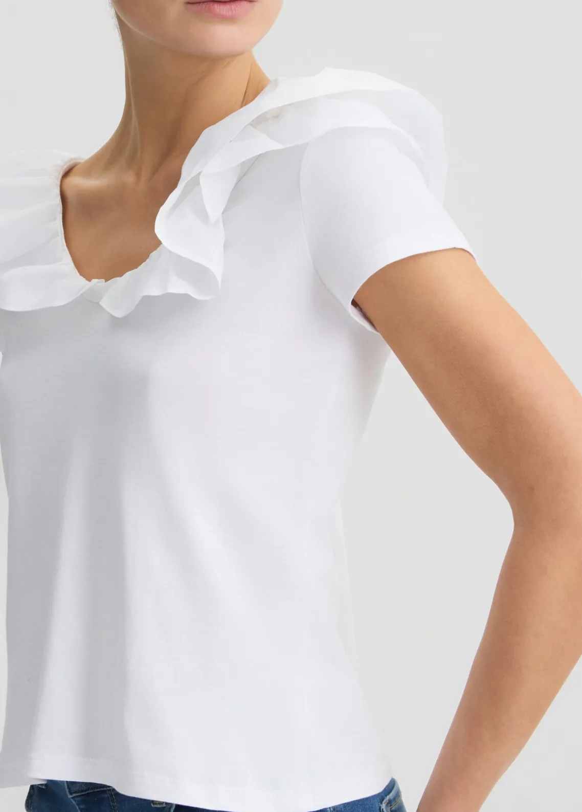 Liu Jo Camiseta de algodón con volantes-Mujer Camisetas Y Tops