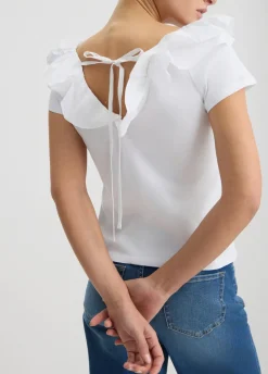 Liu Jo Camiseta de algodón con volantes-Mujer Camisetas Y Tops