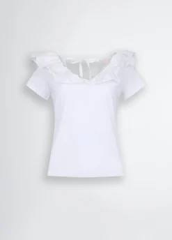 Liu Jo Camiseta de algodón con volantes-Mujer Camisetas Y Tops