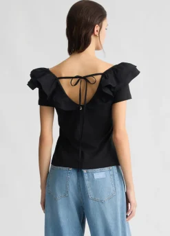 Liu Jo Camiseta de algodón con volantes-Mujer Camisetas Y Tops