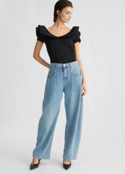 Liu Jo Camiseta de algodón con volantes-Mujer Camisetas Y Tops