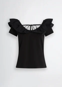 Liu Jo Camiseta de algodón con volantes-Mujer Camisetas Y Tops