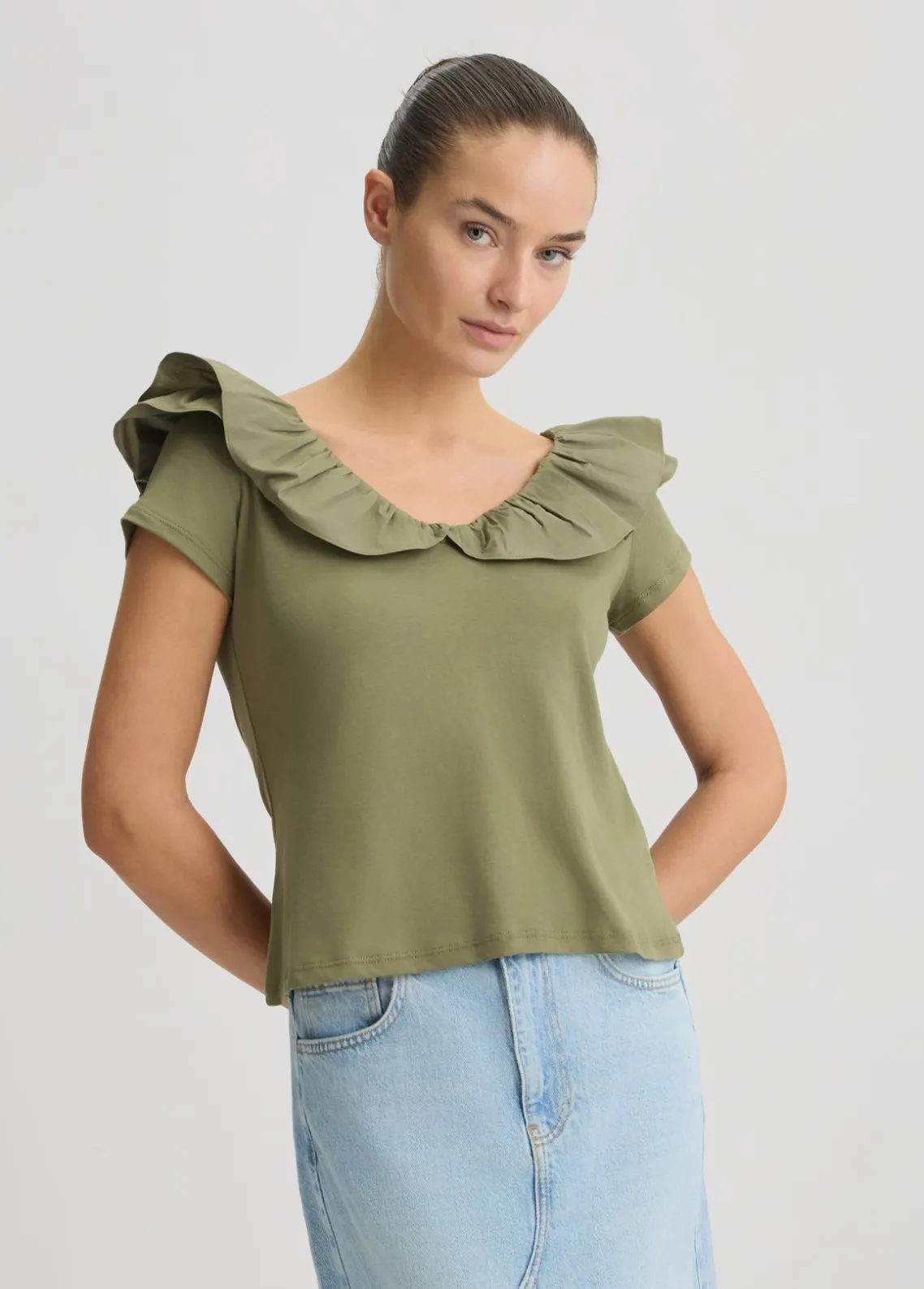 Liu Jo Camiseta de algodón con volantes-Mujer Camisetas Y Tops